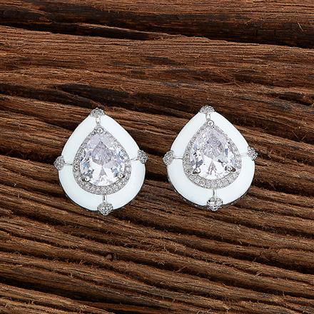 Cz Meenakari Tops With Rhodium Plating