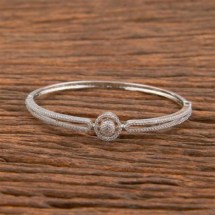 Cz Delicate Kada With Rhodium 2 Tone Plating