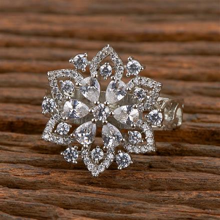 Cz Classic Ring With Rhodium 2 Tone Plating