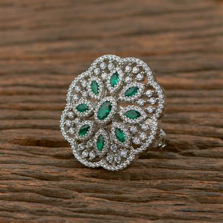 Cz Classic Ring With Rhodium Plating