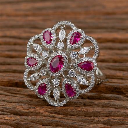 Cz Adjustable Ring With Rhodium Plating