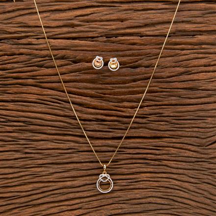 Cz Delicate Pendant Set With 2 Tone Plating