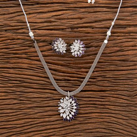 Cz Classic Pendant Set With Rhodium Plating