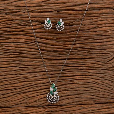 Cz Classic Pendant Set With Black Plating