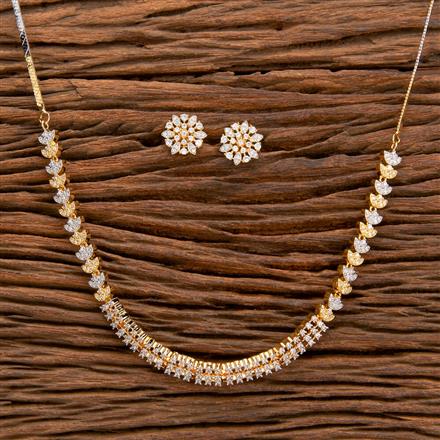 Cz Classic Necklace With Black Rhodium 2 Tone Plating