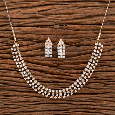 Cz Classic Necklace With Rhodium 2 Tone Plating