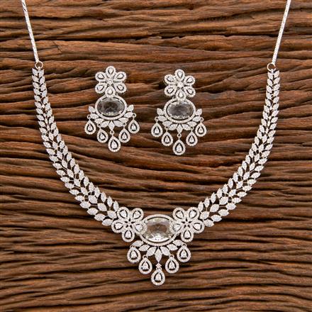 Cz Classic Necklace With Rhodium Plating