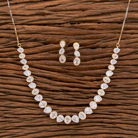 Cz Delicate Necklace With 2 Tone Plating