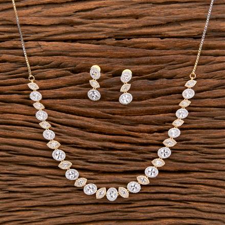 Cz Delicate Necklace With Rhodium 2 Tone Plating