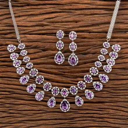 Cz Classic Necklace With Rhodium Plating