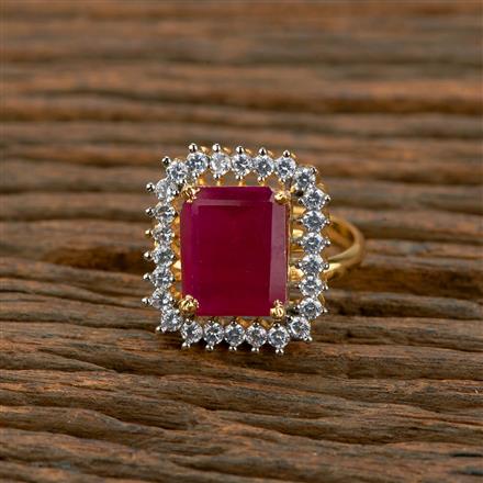 Cz Adjustable Ring With 2 Tone Plating