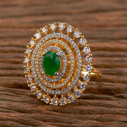 Cz Adjustable Ring With 2 Tone Plating