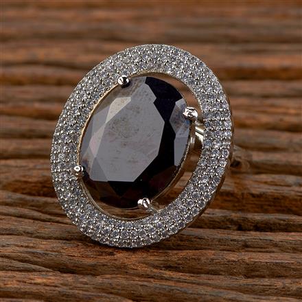 Cz Classic Ring With Rhodium Plating