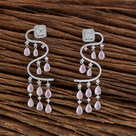 Cz Classic Earring With Rhodium Plating