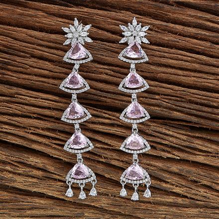 Cz Classic Earring With Rhodium Plating