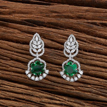 Cz Short Earring With Rhodium Plating