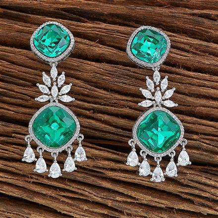 Cz Classic Earring With Rhodium Plating