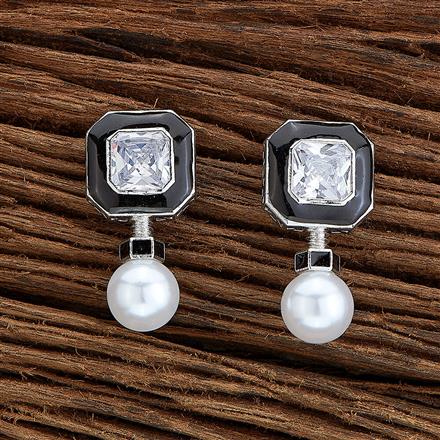 Cz Moti Earring With Rhodium Plating