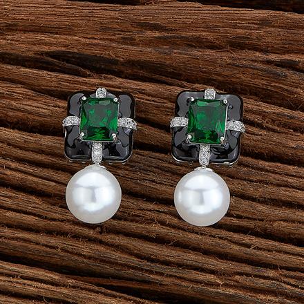 Cz Meenakari Earring With Rhodium Plating