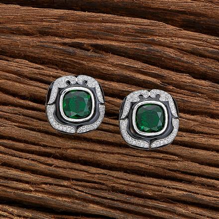 Cz Meenakari Tops With Rhodium Plating