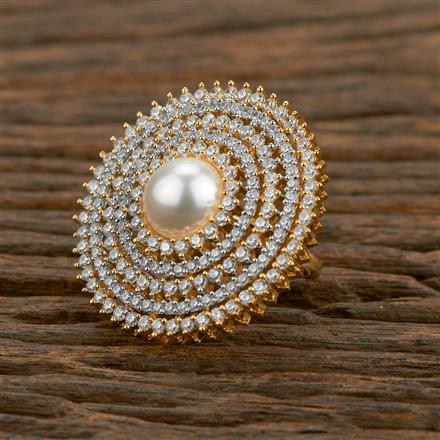 Cz Adjustable Ring With Rhodium 2 Tone Plating