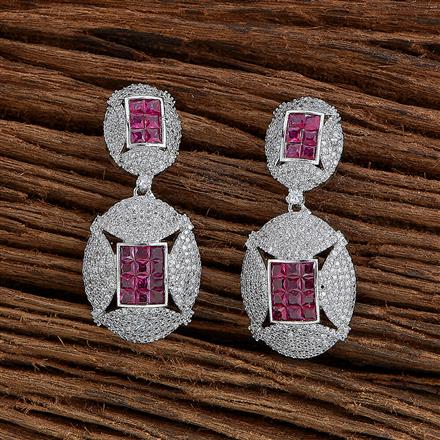 Cz Classic Earring With Rhodium Plating