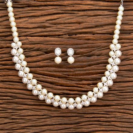 Cz Classic Mala Necklace With Rhodium Plating