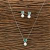 Cz Delicate Pendant Set With 2 Tone Plating
