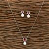 Cz Delicate Pendant Set With 2 Tone Plating