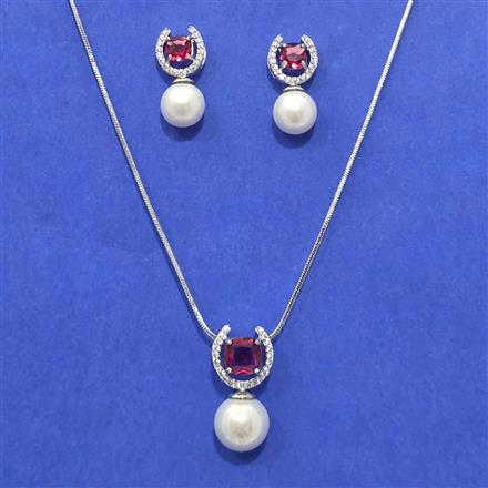Cz Delicate Pendant Set With 2 Tone Plating