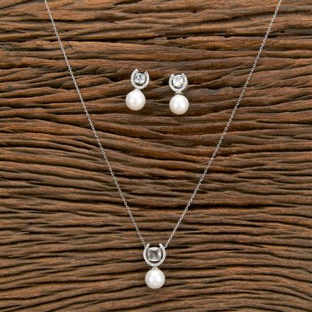 Cz Delicate Pendant Set With 2 Tone Plating