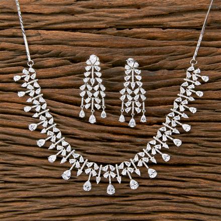 Cubic Zirconia Classic Necklace With Black 2 Tone Rhodium Plating