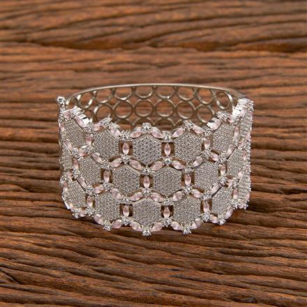 Cz Broad Kada With Rhodium Plating