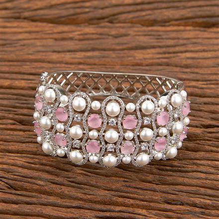 Cz Broad Kada With Rhodium Plating