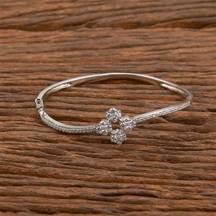 Cz Delicate Kada With Rhodium 2 Tone Plating