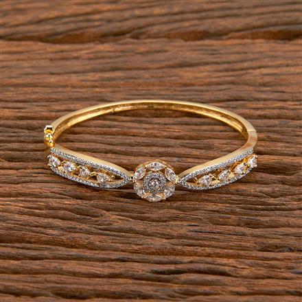 Cz Delicate Kada With Rhodium 2 Tone Plating