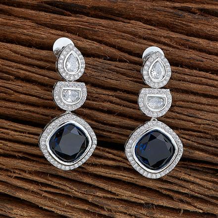 Cz Classic Earring With Rhodium Plating