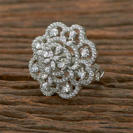 Cz Classic Ring With Rhodium 2 Tone Plating