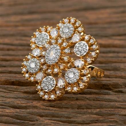 Cz Classic Ring With Rhodium 2 Tone Plating