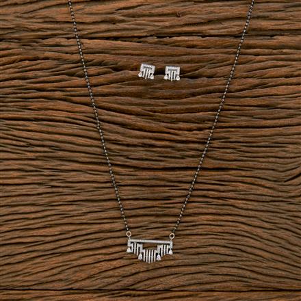 Cubic Zirconia Tanmaniya Mangalsutra With 2 Tone Rhodium Plating