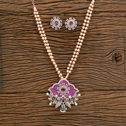 Cz Bandhai Mala Necklace With Black Rose Plating