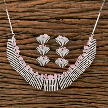 Cubic Zirconia Classic Necklace With Rhodium Plating