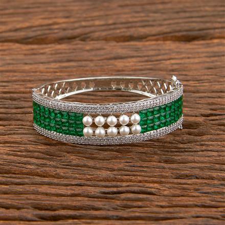 Cz Pearl Kada With Rhodium Plating