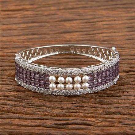 Cz Pearl Kada With Rhodium Plating