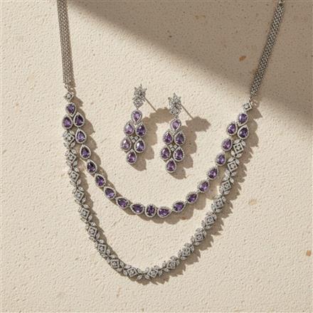 Cz Classic Necklace With Rhodium Plating