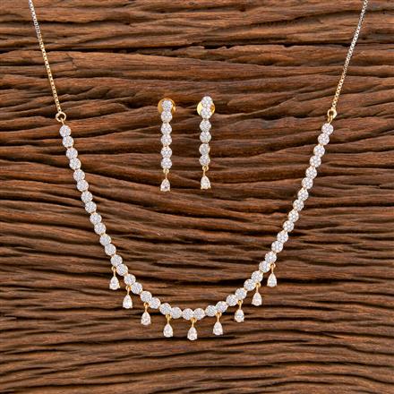 Cz Delicate Necklace With Rhodium 2 Tone Plating