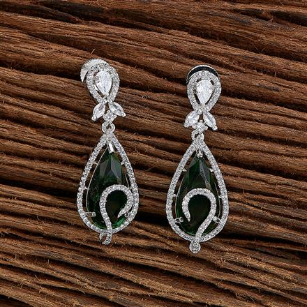 Cz Classic Earring With Rhodium Plating