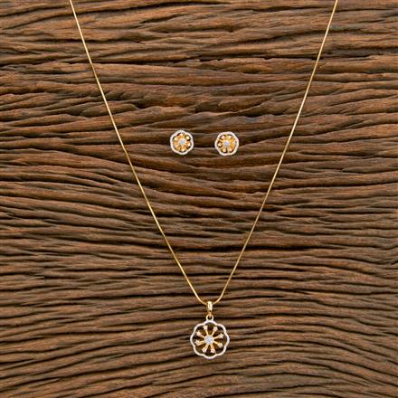 Cz Classic Pendant Set With 2 Tone Plating