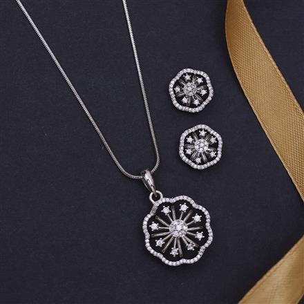 Cz Classic Pendant Set With Rhodium Plating