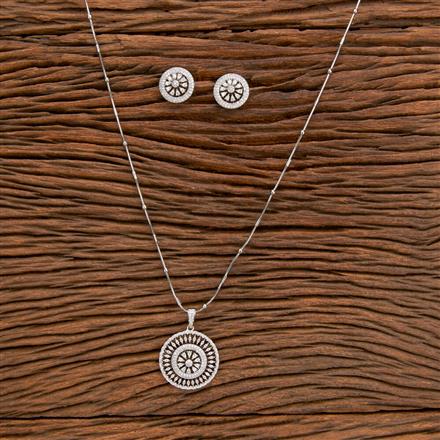 Cz Classic Pendant Set With Rhodium Plating
